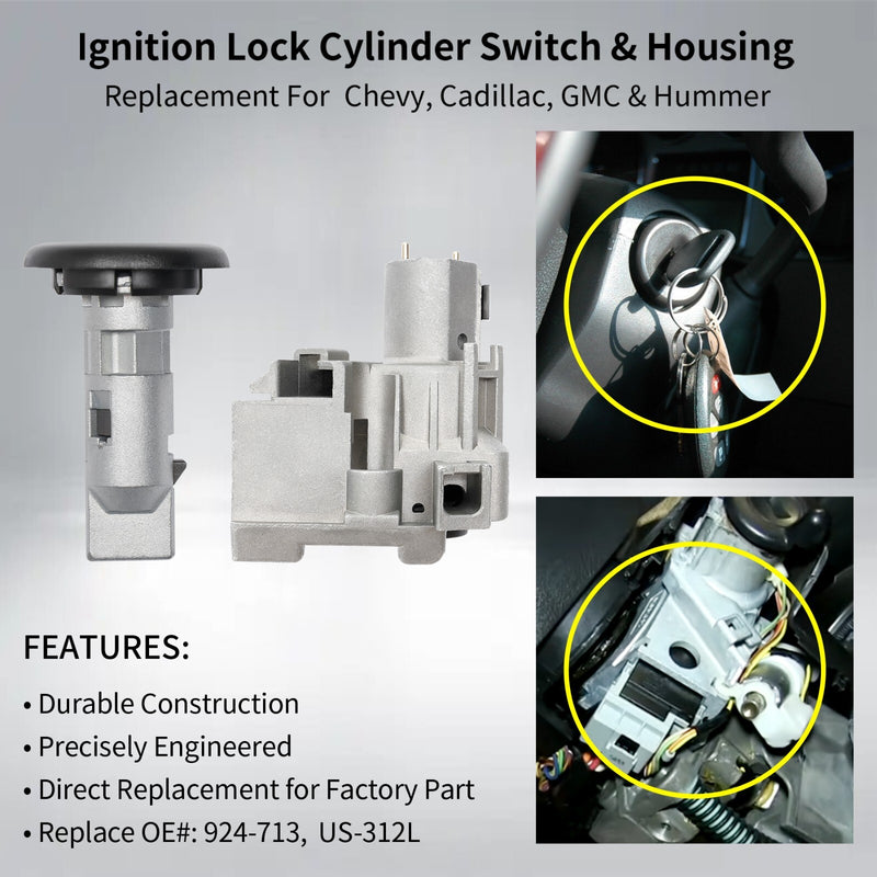 Ignition Lock Cylinder Switch & Housing for 2000 2007 Chevy Silverado GMC Sierra