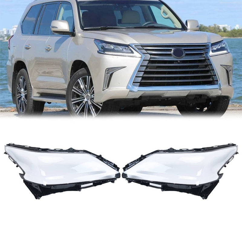 DURAFORCE Clear Left Right Replacement Headlight Lens Covers for Lexus LX570 2016 2019