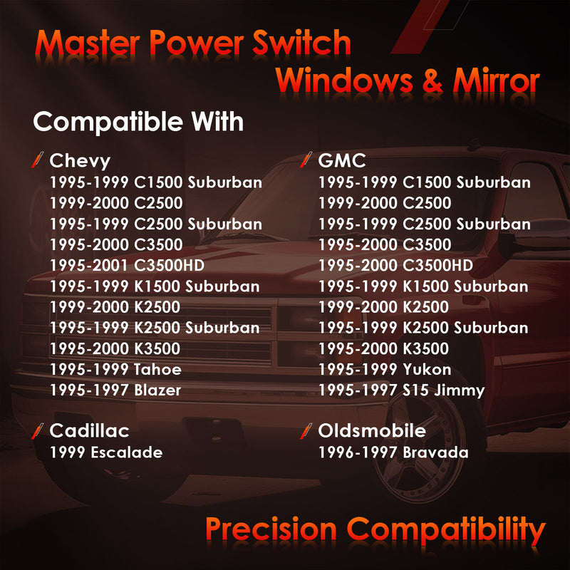 Master Power Window Mirror Control Switch For Chevy GMC C K 1500 2500 3500 Tahoe