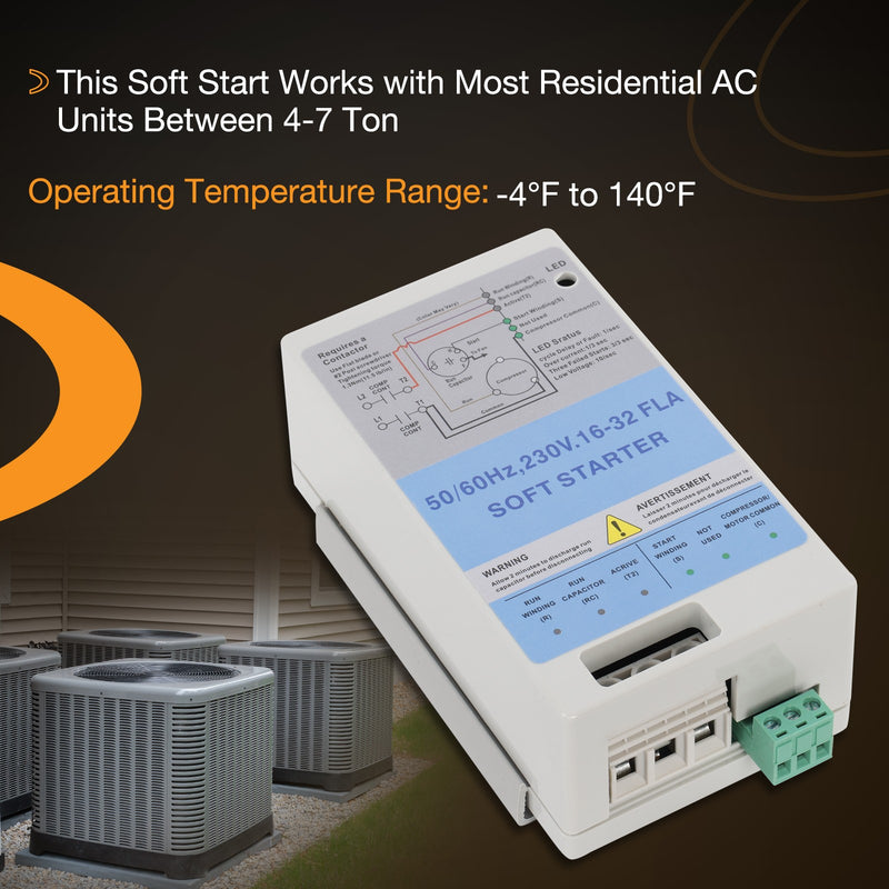 16 32A AC Soft Starter with Reverse Motor Protection for 4 7 Ton Install Kit