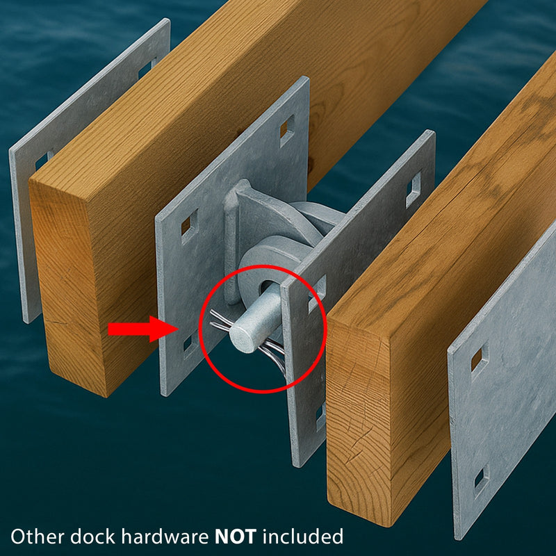 Floating Dock Hinge Connector Pin 3-1/4 x 3/4 Heavy Duty Galvanized Steel 2 Pack