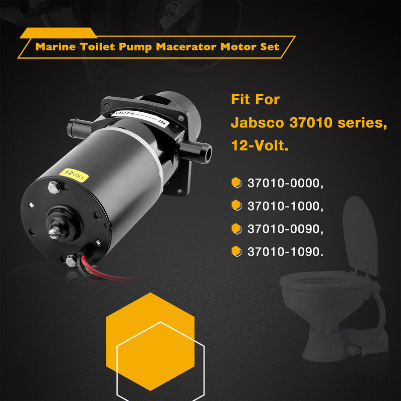 37041 0010 Marine Toilet Macerator Pump Motor Set for Jabsco 37010 Series 12V