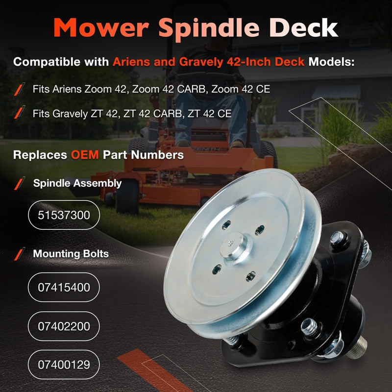 51520900 07402200 Deck Spindle for Ariens Gravely Zoom ZT 42 CE CARB 3 Pieces