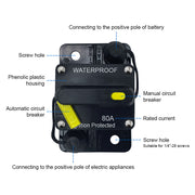 DURAFORCE 80A Circuit Breaker with Reset Waterproof for Auto Trailer Truck RV Marine Audio