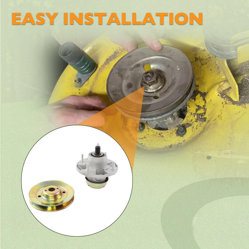 AM124498 M163464 Deck Spindle and Pulley for John Deere 48 54 Inch Z425 Z435 Z445 3 Pieces