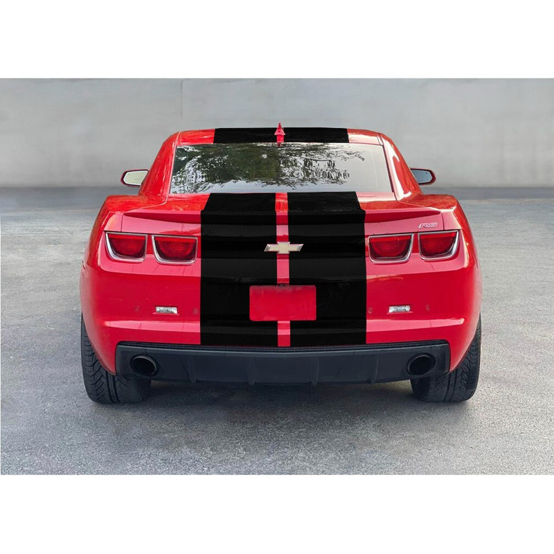 DURAFORCE 11 Inch Black Carbon Fiber Vinyl Rally Stripes Racing Stripe Kit for Chevy Camaro