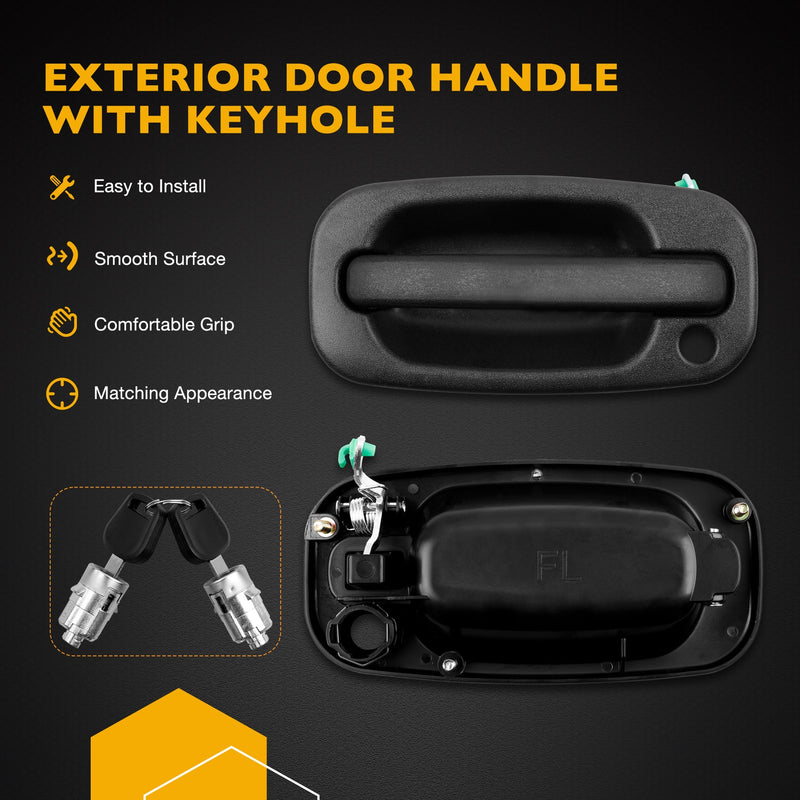 Door Handles With Lock Cylinder For Chevy Silverado GMC Sierra 1999 2007 4 Pack