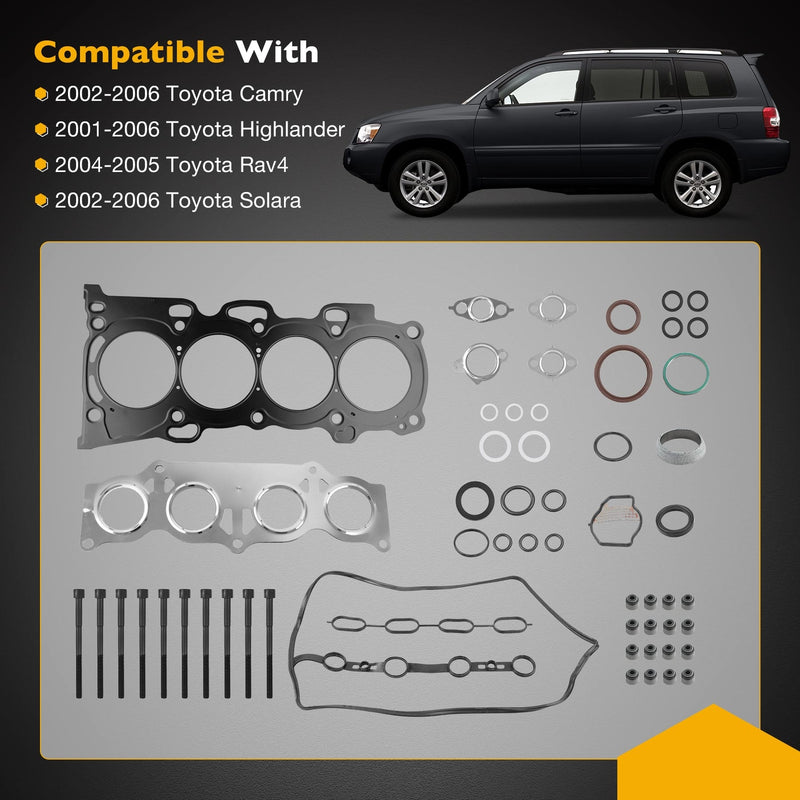 ES71183 2.4L Engine Head Gasket Set w Bolts for 01-06 Toyota Camry Solara Rav4