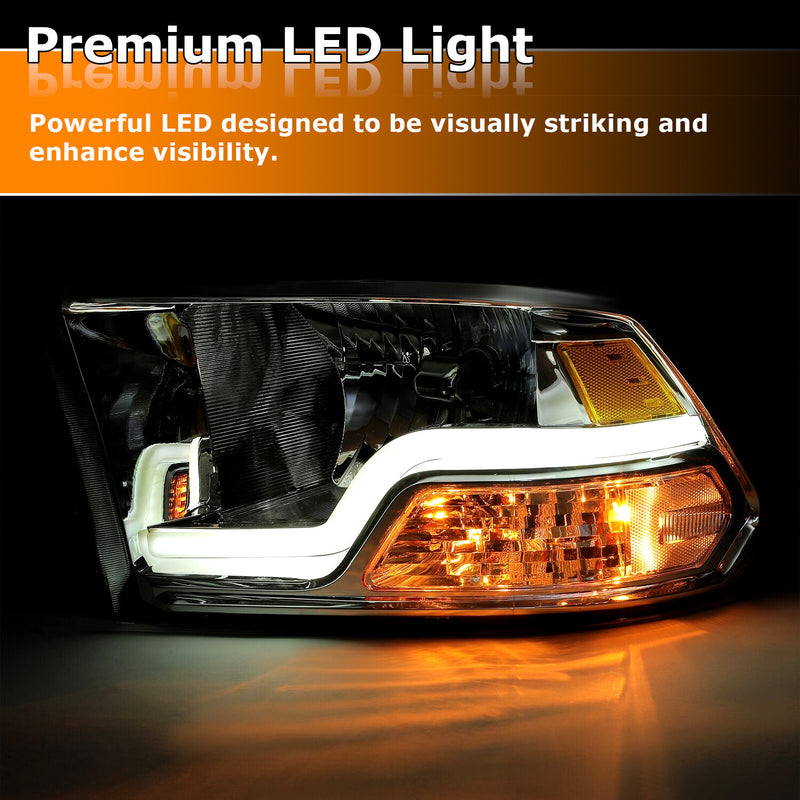 09 18 Dodge Ram 1500 2500 3500 Sequential Turn Signal Headlights with LED DRL