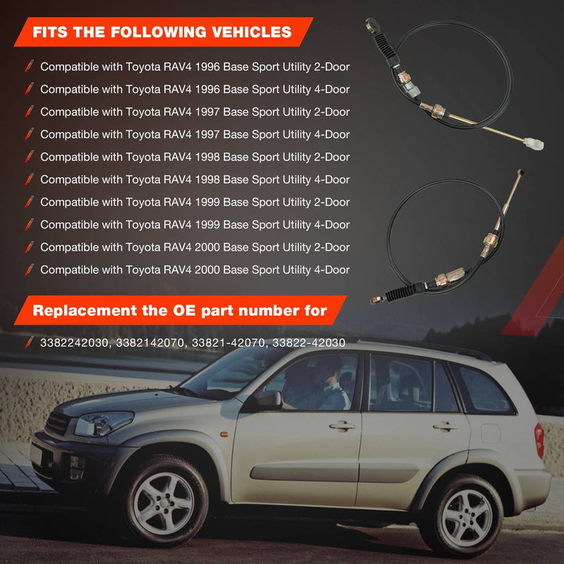 33821-42070 Manual Trans Shift Control Cable for Toyota RAV4 1996-2000 2PK