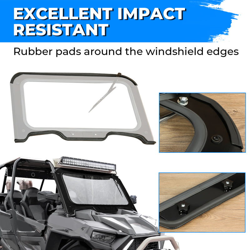 Glass Front Full Windshield for 2019-2023 Polaris RZR XP XP4 1000 Black