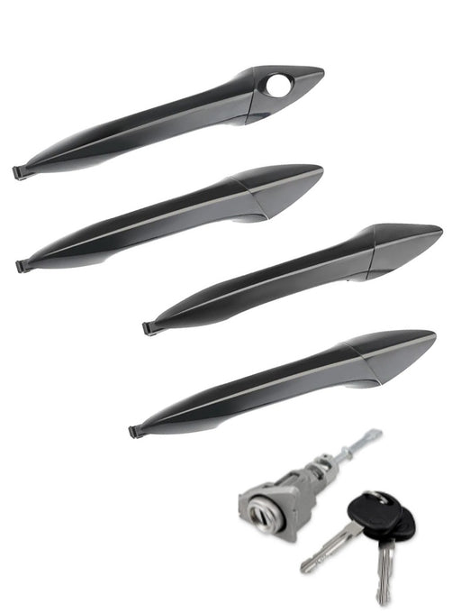 DURAFORCE Exterior Door Handles with Lock Cylinder for Hyundai Elantra 2011 2016 4 Piece