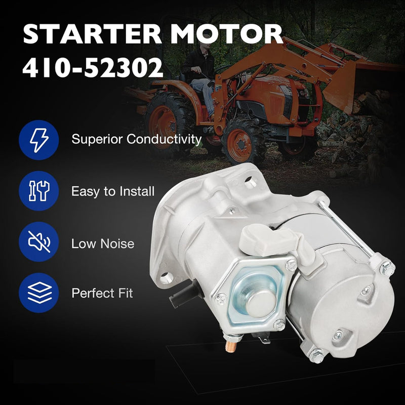 410-52302 Starter Motor 12V 1KW for Kubota L2050 L225 L2350 L235 Compact Tractor