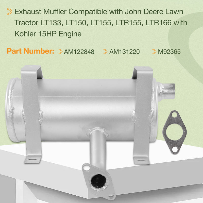 AM122848 Exhaust Muffler Silencer For John Deere LT133 Lawn Tractor Kohler 15HP