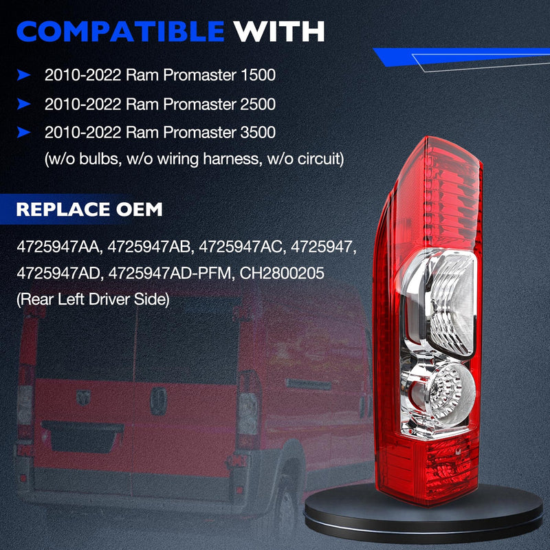 Rear Taillight Lamp Assy Left Driver Side for Ram Promaster 1500 2500 3500 10 22