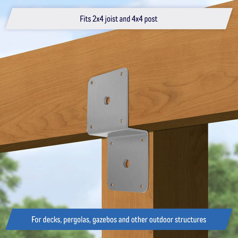 Galvanized Deck Joist Tie Plate Z Bracket for 2x4 Cross Joist and 4x4 Post 6 Pack