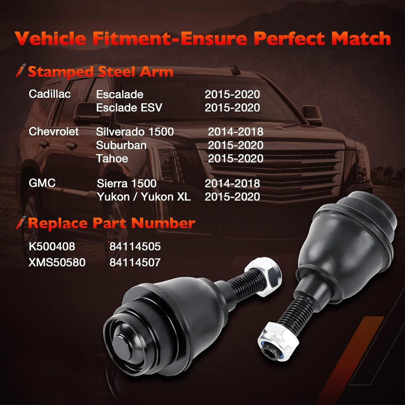 K500408 Front Lower Ball Joints for Silverado 1500 Sierra 1500 2014-2020 Pair