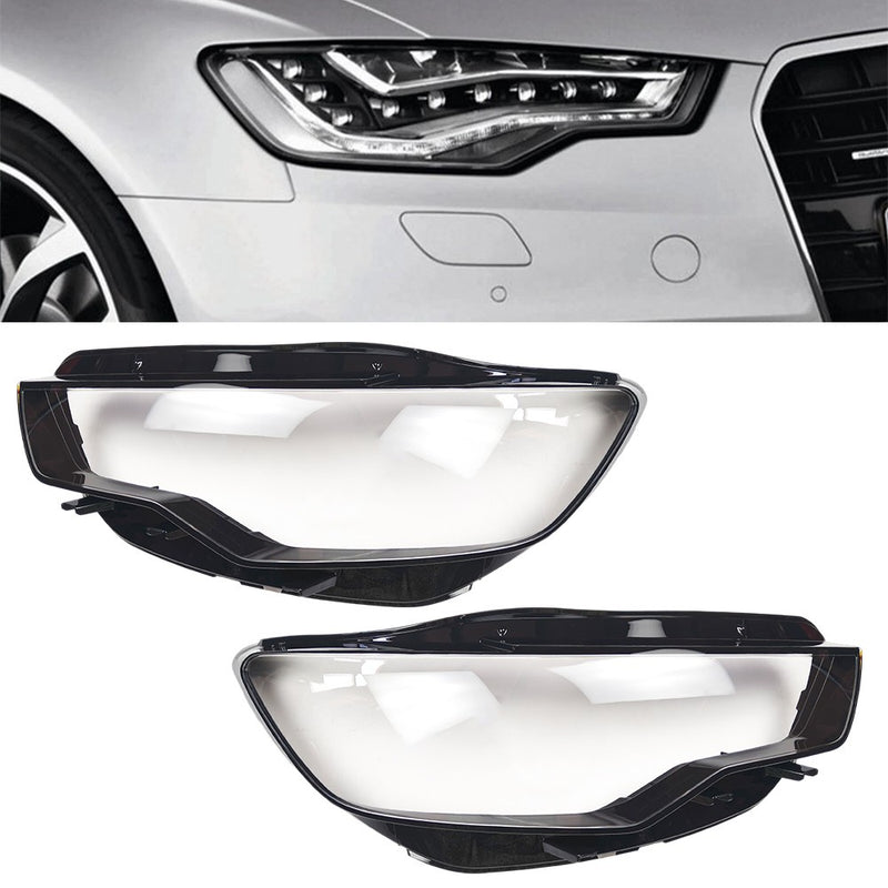 Clear Headlight Headlamp Lens Covers Left and Right for Audi A6 C7 2011 2015