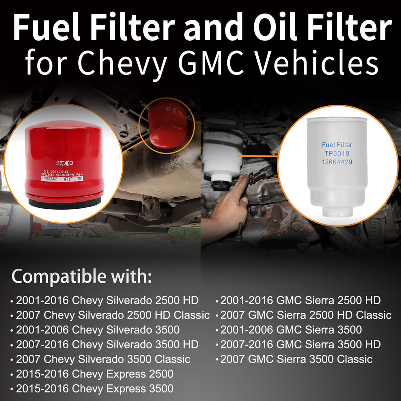 6.6L Duramax Fuel Transmissions Filters for Chevy Silverado GMC Sierra 2001 2016