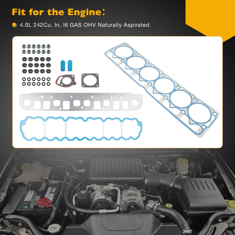 VS50458R Cylinder Head Gasket Set for Jeep Wrangler Cherokee 1999 2006 4.0L
