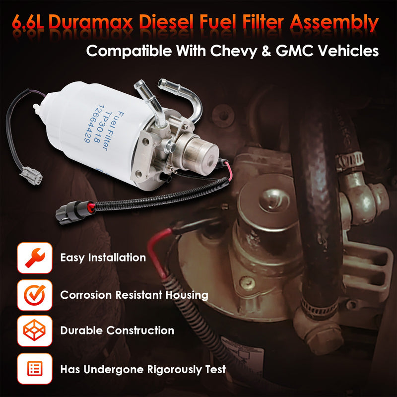 6.6L Duramax Diesel Fuel Filter for 05-12 Chevy Silverado GMC Sierra 2500 3500