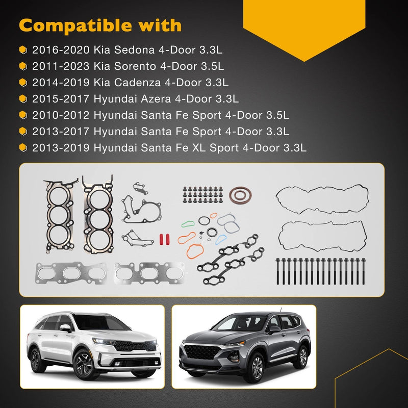 3.5L 3.3L Engine Head Gasket Set with Bolt for Kia Sedona Sorento Hyundai Santa Fe