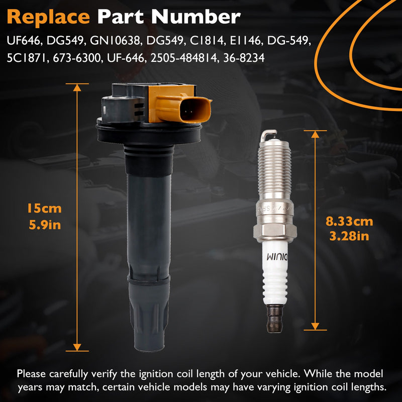 DG549 Ignition Coil and Spark Plugs for Ford F150 Explorer 2015 2023 3.5L 6 Pack