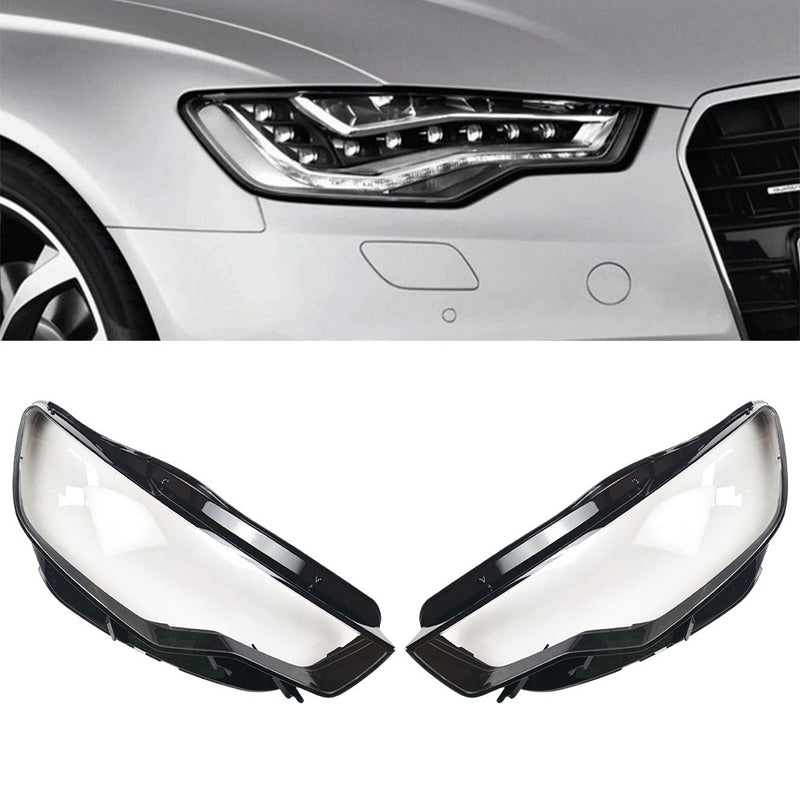 Clear Headlight Headlamp Lens Covers Left and Right for Audi A6 C7 2011 2015