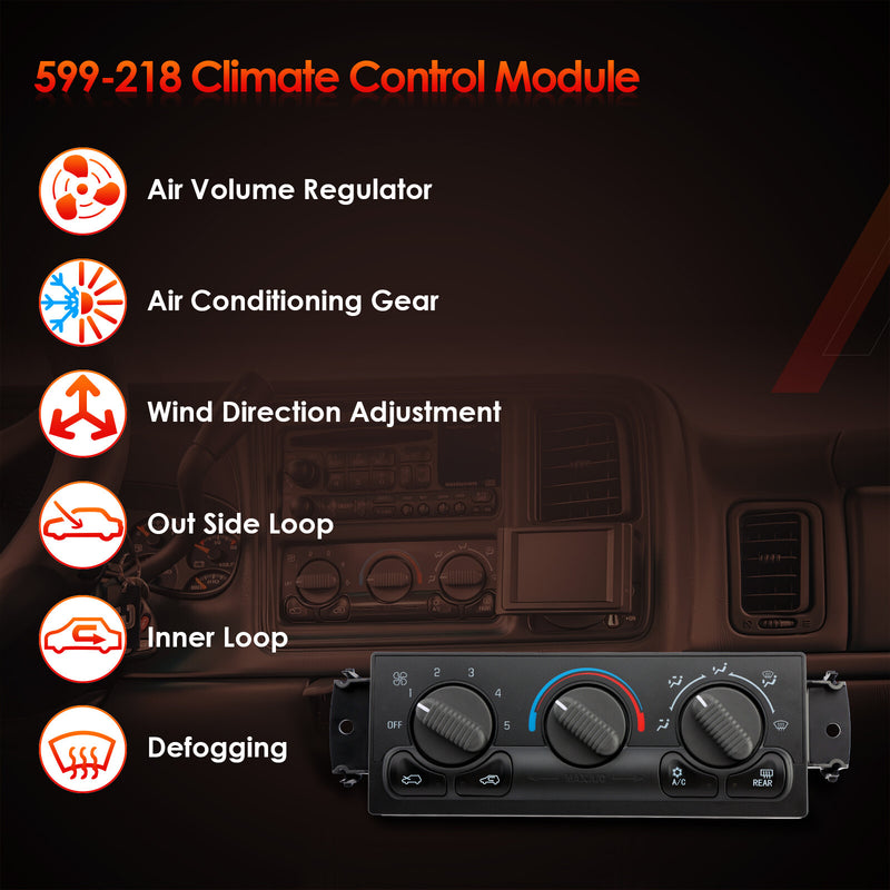 Heater AC Climate Control Module Panel for Chevy Tahoe Silverado GMC 1999 2002