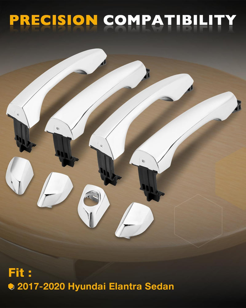82651F2010 Chrome Outside Exterior Door Handle Set for 2017-2020 Hyundai Elantra