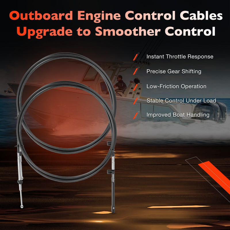 Outboard Throttle Cable Gen I Control Shift Cables for Mercury 15FT 2PCS