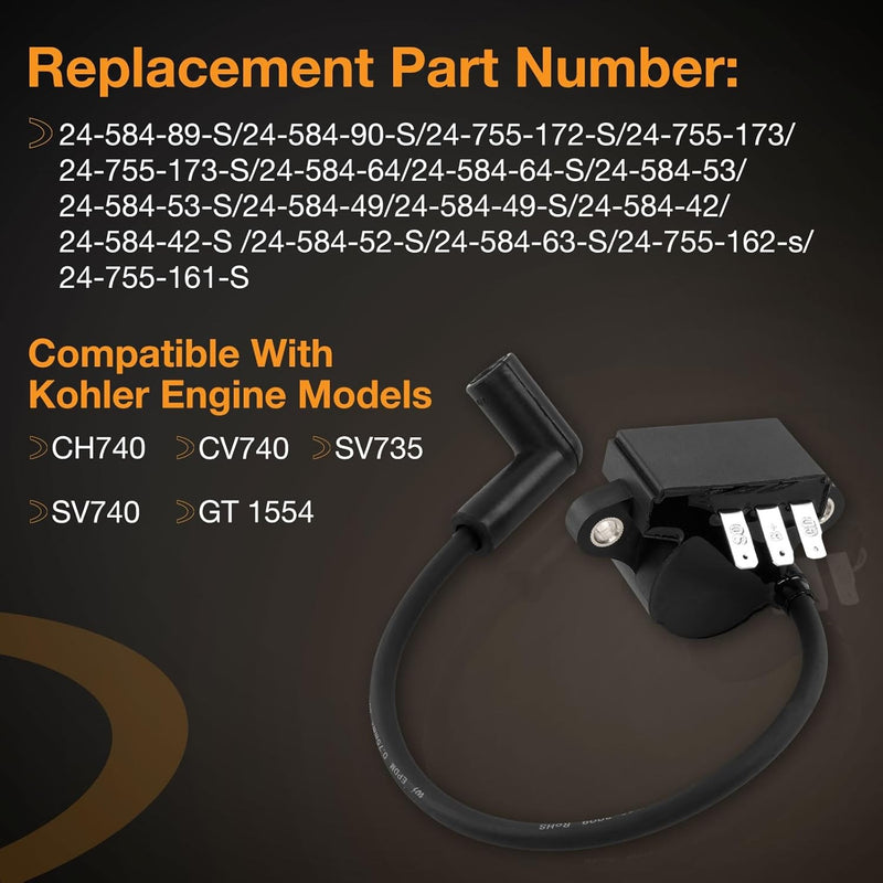 2458489-S Ignition Coil Module for Kohler CH740 CV740 SV735 SV740 GT1554 2 Pack