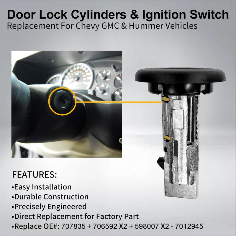 Ignition Switch Front Door Lock Cylinders for Chevy Silverado GMC Sierra 03 07
