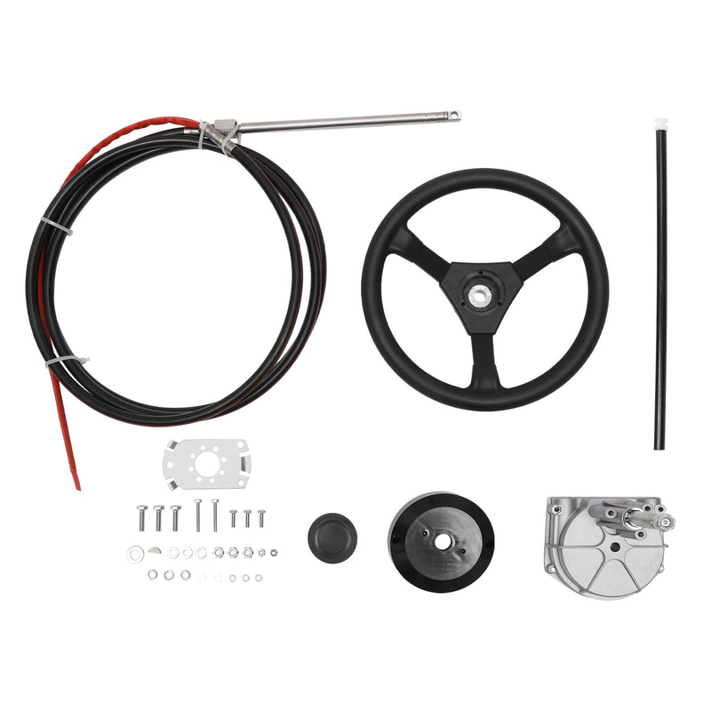 SS13715 Boat Rotary Steering System Outboard Kit 15ft Marine With 12.5in Wheel