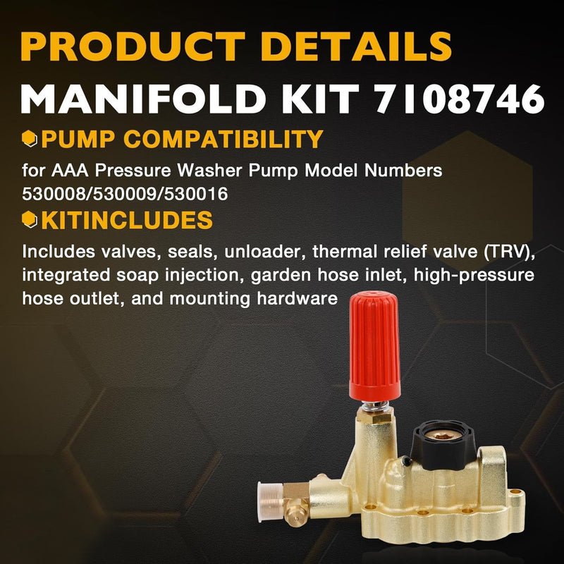 7108746 Manifold Replacement For AAA 530008 530009 530016 Pressure Washer