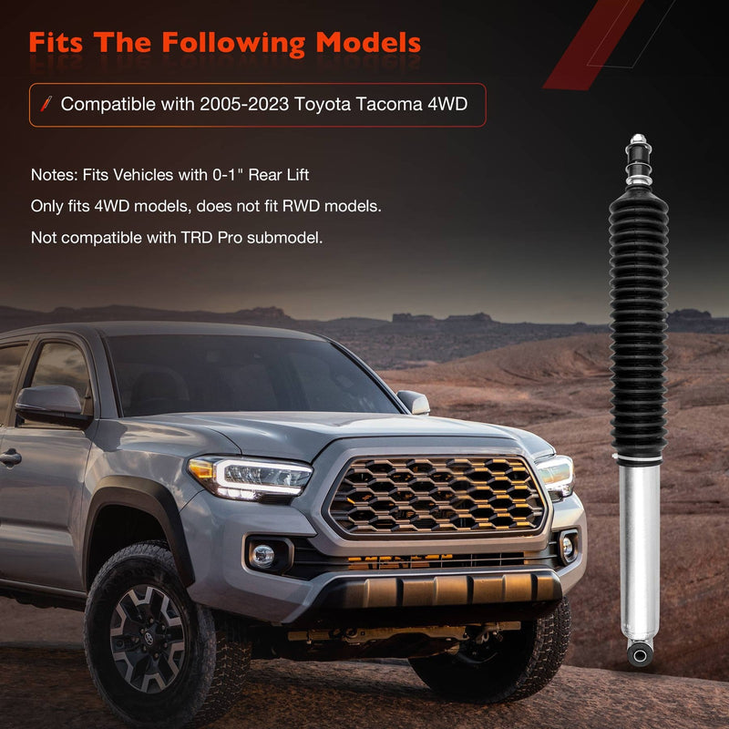 Rear Monotube Shock for Toyota Tacoma 4WD 2005 to 2015 with 0 to 1 Inch Lift