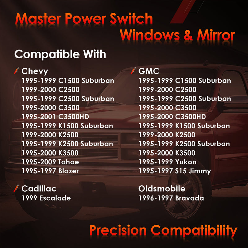 Master Power Window and Mirror Switch Control for Chevy GMC C K 1500 3500 Yukon
