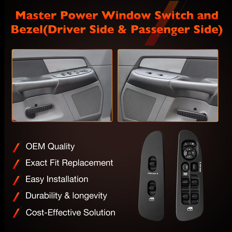 Power Door Window Mirror Switch LH RH And Bezel Set For Dodge Ram 1500 01 09