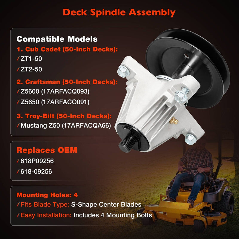 618P09256 50 Inch Mower Deck Spindle For Cub Cadet ZT1 ZT2 Craftsman Troy Bilt