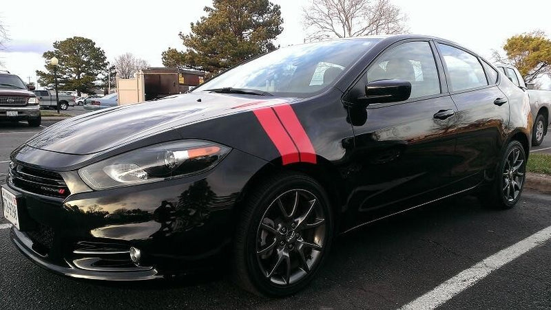 4 Inch Dual Fender Stripe Hash Mark Stripe Decal Graphic Kit for Dodge Dart