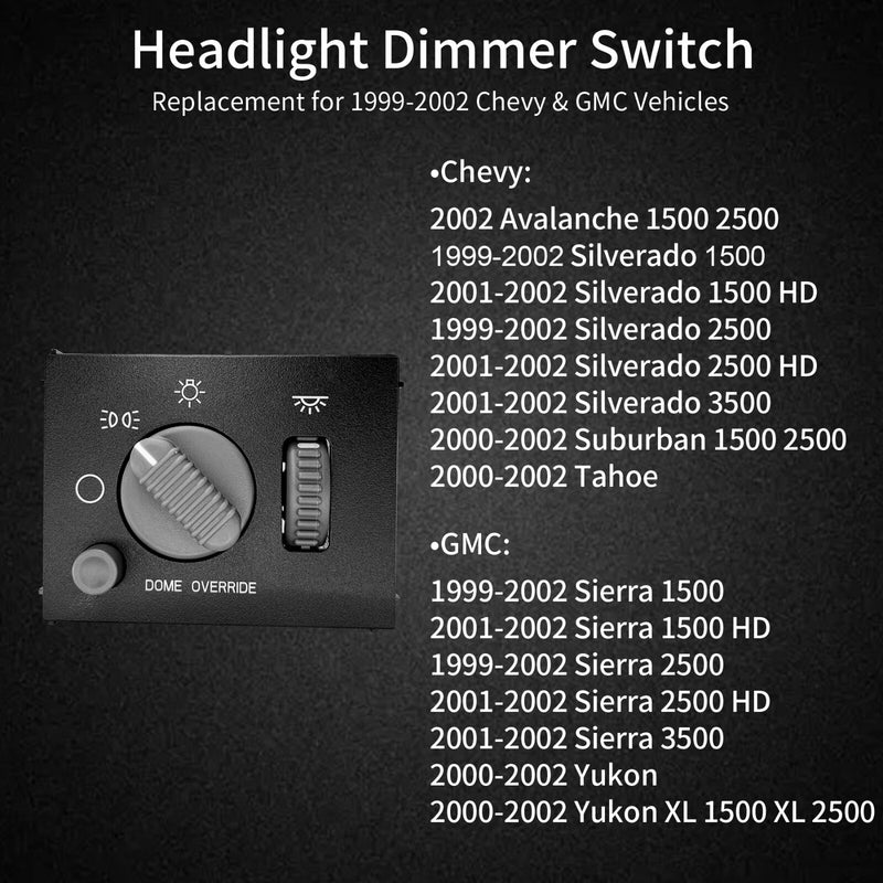 Headlight Dimmer Switch For Chevy Silverado GMC Sierra Yukon 1999 To 2002