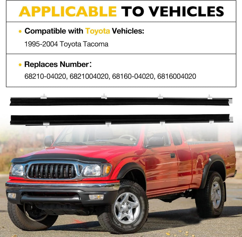 Front Weatherstrip Window Moulding Trim Seal Set for Toyota Tacoma 95 04 2 Piece