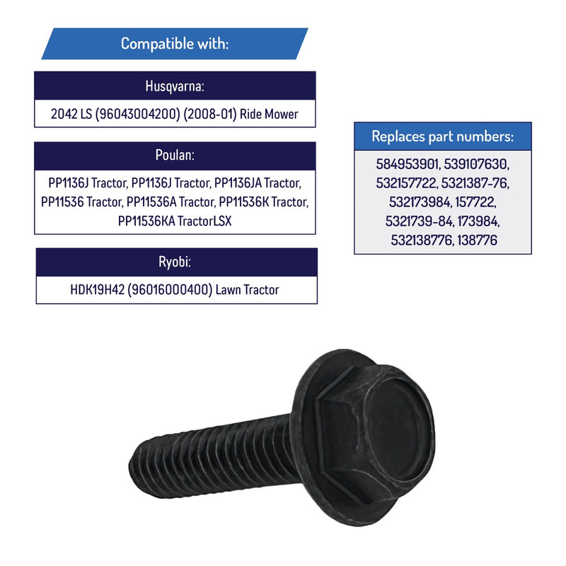DURAFORCE 584953901 539107630 Blade Spindle Hex Head Screw Bolt for Husqvarna Poulan