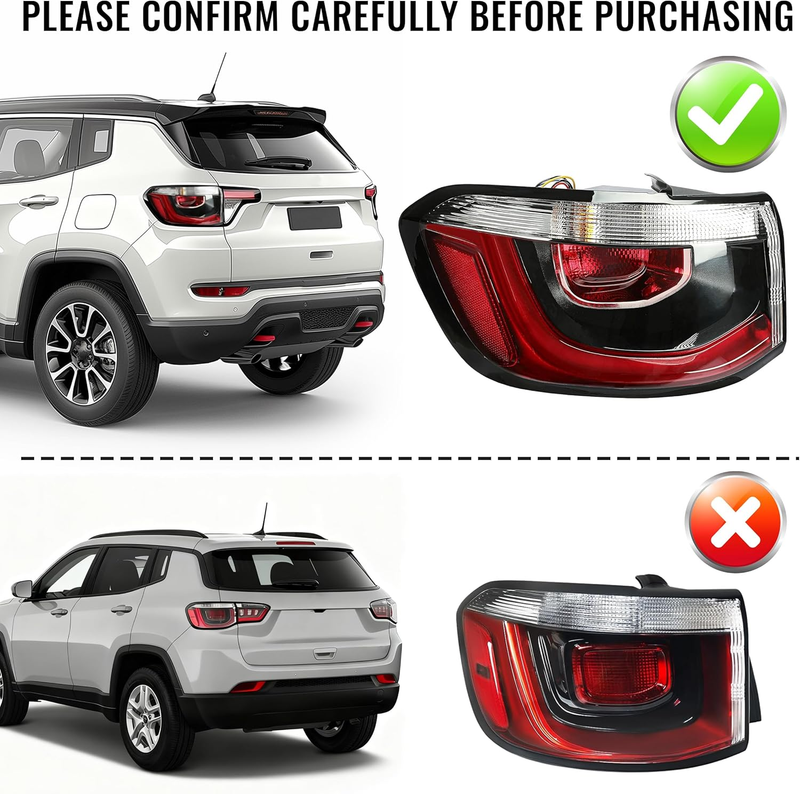Left Driver Side Rear Tail Light Lamp for Jeep Compass 2017-2020 Brake Light