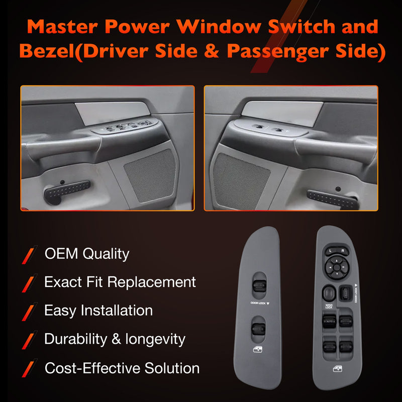 Power Window Door Lock Mirror Switch LH RH Bezel Kit For Dodge Ram 1500 01 09
