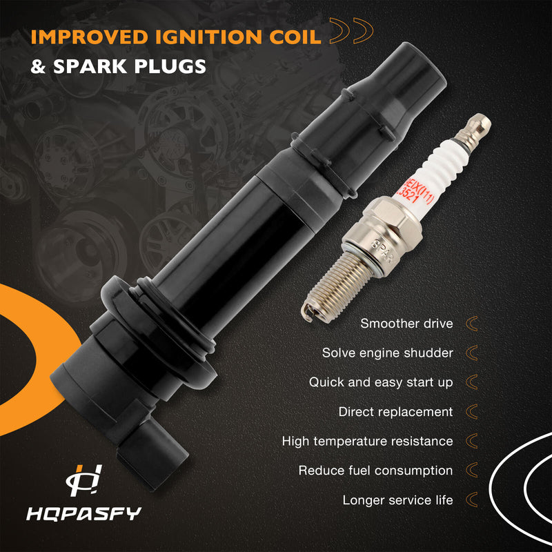 Ignition Coil and Spark Plugs for Yamaha FZS1 FZ1 YZFR1 YZF R6 R6S 4 Pack