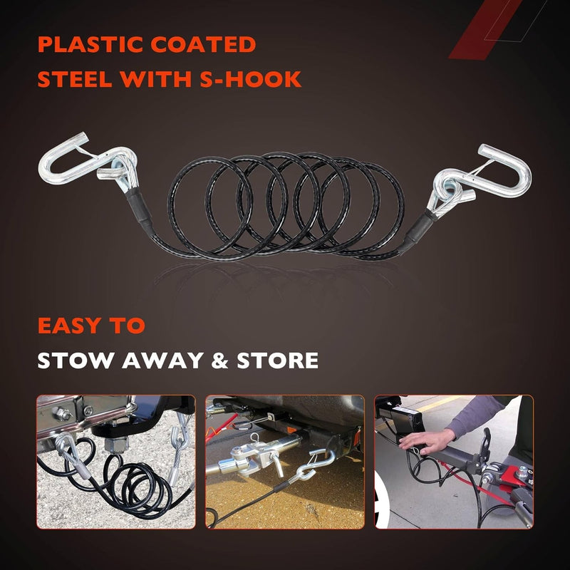 BX88196 Towing Safety Cables For Blue Ox Class 3 Steel 7 Ft 7500 Lb 2 Piece