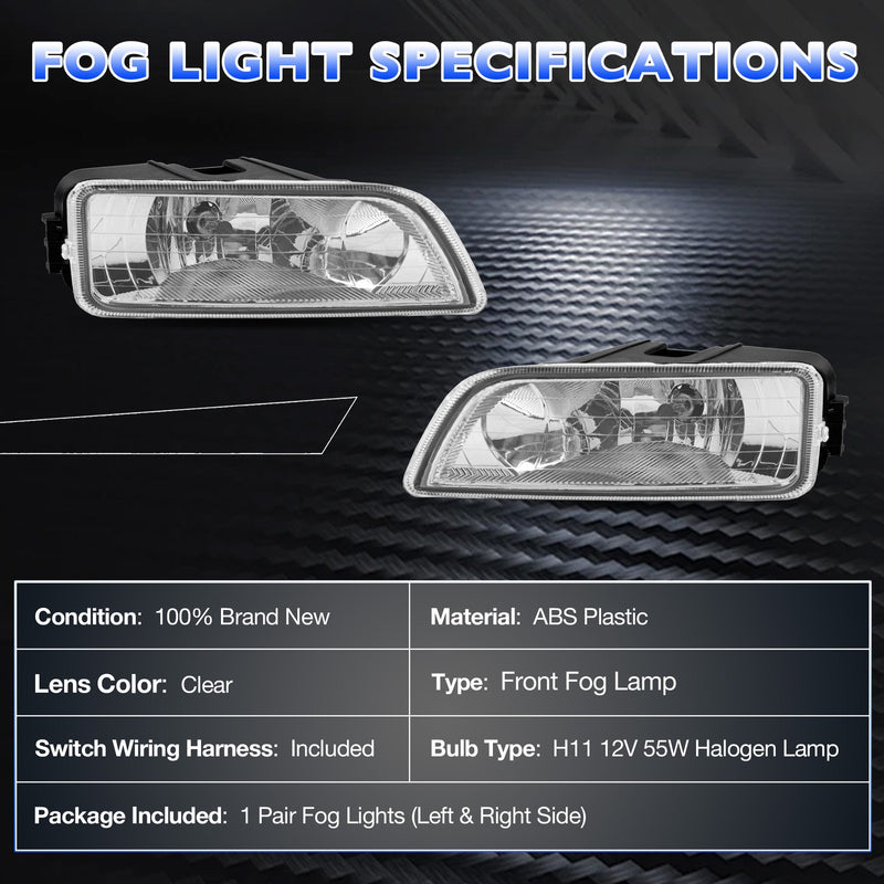 Front Fog Headlight Lamp w/ Bulbs and Harness Kit for Honda Accord 4-Door 03-07