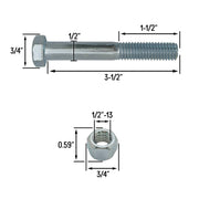 DURAFORCE Grade 5 Shear Bolts for Rotary Cutters 1 2 x 3 1 2 with Nylock Nuts 5 Pack