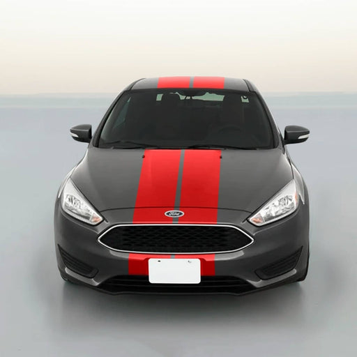 DURAFORCE Vinyl Rally Stripes Racing Stripe Kit Hood Trunk Roof Bumpers for Ford Focus 8 Inch